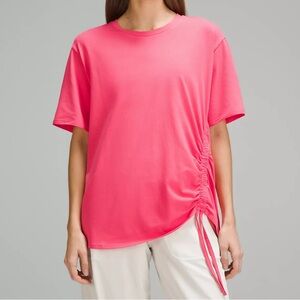 Lululemon Side-Cinch Cotton T-Shirt, Glaze Pink, Large EUC!